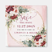 Romantic Boho Marsala Blush Gold Floral Magnet (Voorkant)