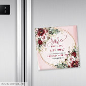 Romantic Boho Marsala Blush Gold Save the Date Magneet