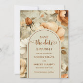 Romantic Boho Rust Ivory Floral Save The Date Kaart (Voorkant)