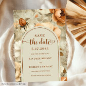 Romantic Boho Rust Ivory Floral Save The Date Kaart