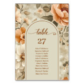 Romantic Boho Rust Ivory Olive Floral Table Number Kaart (Voorkant)