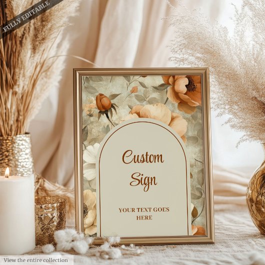 Romantic Boho Terracotta Sage Green Custom Wedding Poster