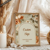 Romantic Boho Terracotta Sage Green Personalized  Poster