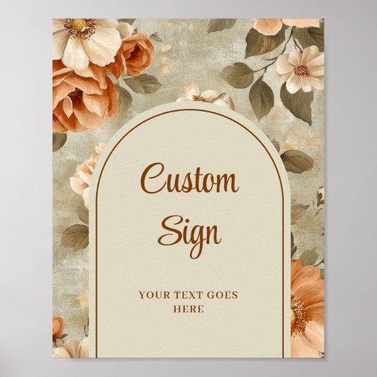 Romantic Boho Terracotta Sage Green Personalized  Poster (Voorkant)