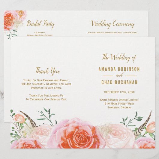 Romantic Boho Tribal Wedding Programs (Voorkant / Achterkant)