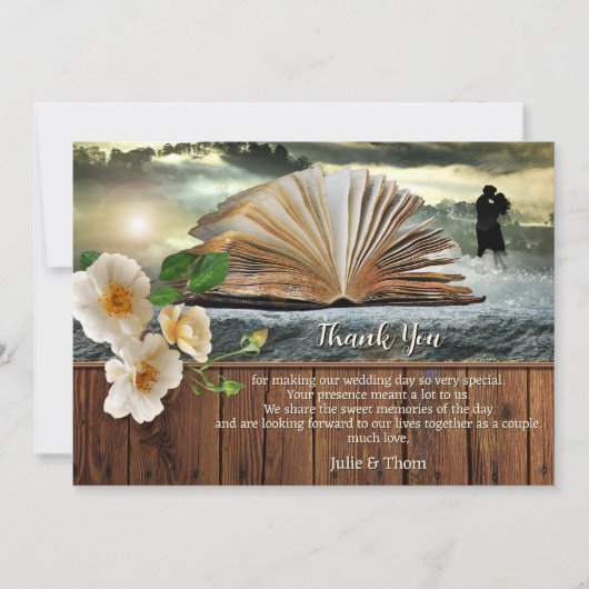 Romantic Book Lovers Wedding Thank You Card Save The Date (Voorkant)