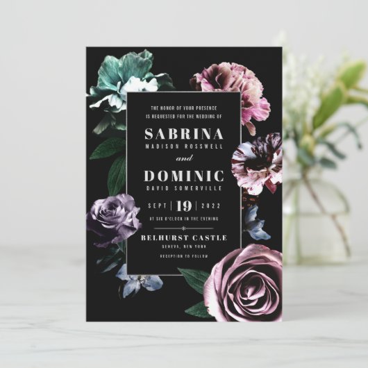 Romantic Botanic Wedding Invitations Set V 02 Kaart (Staand voorkant)