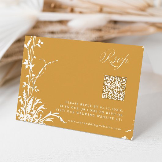 Romantic Botanical Arch Garden Amber Fall Wedding RSVP Kaartje