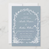 Romantic Botanical Arch Garden Dusty Blue Wedding  Kaart (Voorkant)