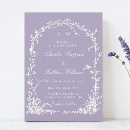 Romantic Botanical Arch Garden Lavender Wedding Kaart