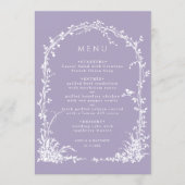 Romantic Botanical Arch Garden Lavender Wedding Menu (Voorkant)