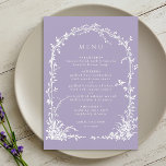 Romantic Botanical Arch Garden Lavender Wedding Menu<br><div class="desc">This wedding menu features an arched trellis adorned with florals,  botanical foliage,  and a small bird. For more advanced customization of this design,  please click the BLUE DESIGN TOOL BUTTON above!  Matching items are also available.</div>