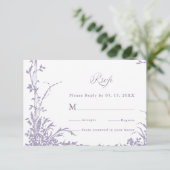 Romantic Botanical Arch Garden Lavender Wedding RSVP Kaartje (Staand voorkant)