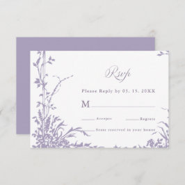 Romantic Botanical Arch Garden Lavender Wedding RSVP Kaartje