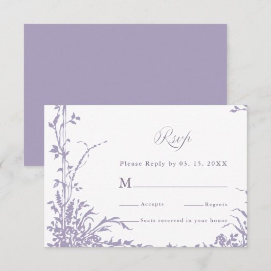 Romantic Botanical Arch Garden Lavender Wedding RSVP Kaartje (Voorkant / Achterkant)