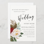 Romantic Botanical Floral Wedding Kaart (Voorkant / Achterkant)