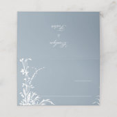 Romantic Botanical Garden Dusty Blue Wedding Plaatskaartje (Buitenkant ongevouwen)