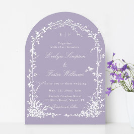 Romantic Botanical Garden Lavender Wedding Arch  Kaart