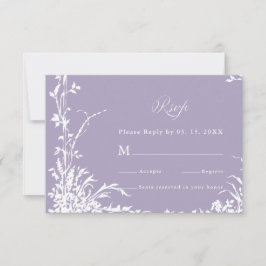 Romantic Botanical Garden Lavender Wedding RSVP Kaartje