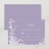 Romantic Botanical Garden Lavender Wedding RSVP Kaartje (Voorkant / Achterkant)