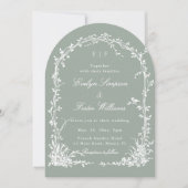 Romantic Botanical Garden Wedding Sage Green Arch Kaart (Voorkant)