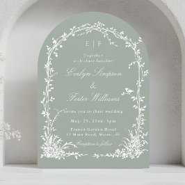 Romantic Botanical Garden Wedding Sage Green Arch Kaart