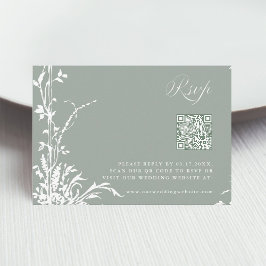 Romantic Botanical Garden Wedding Sage Green RSVP Kaartje