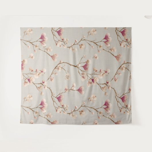 Romantic Botanical Wall Tapestry – Heart Blossom Wandkleed (Voorkant (horizontaal))