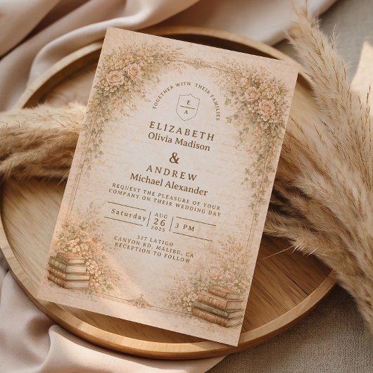 Romantic Botanical Wildflower Garden Wedding Kaart