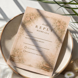 Romantic Botanical Wildflower Garden Wedding RSVP Kaartje