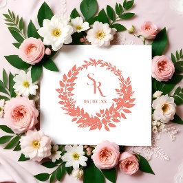 Romantic Botanical Wreath Wedding Initials Rubberstempel
