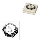 Romantic Botanical Wreath Wedding Initials Rubberstempel (Gestempeld)