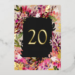 Romantic Bouquet Hot Pink Black Gold Table Number Folie Uitnodiging<br><div class="desc">Gold Table Number op voorzijde. Echte folie is hier! Goudfolie op handbeschilderde achtergrond; kies uit klassiek goud,  zilver of roos goud. Origineel kunstwerk van Becky Nimoy. Achterkant is geen folie</div>