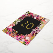 Romantic Bouquet Hot Pink Black Gold Table Number Folie Uitnodiging (Gedraaid)