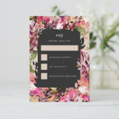 Romantic Bouquet Hot Pink Black Gold Weddenschap R Kaart (Staand voorkant)
