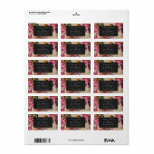 Romantic Bouquet Hot Pink Black Gold Wedding Etiket (Full Sheet)