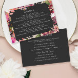 Romantic Bouquet Hot Pink Black Gold Wedding Informatiekaartje<br><div class="desc">Handgeschilderde bloemstukken met faux gouden accenten. Alle tekst is bewerkbaar. verschillende tekst op de voor- en achterkant; routebeschrijvingen en accommodaties,  of voeg eventuele details toe die u nodig hebt.</div>