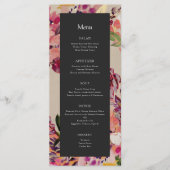 Romantic Bouquet Hot Pink Black Wedding Menu (Voorkant)