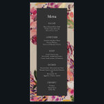 Romantic Bouquet Hot Pink Black Wedding Menu<br><div class="desc">Pas alle tekst aan; de naam van de Bride en van de Groom is op de rug. Pas verder aan om de vorm achter de tekst te veranderen.</div>