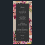 Romantic Bouquet Hot Pink Black Wedding Menu<br><div class="desc">Pas alle tekst aan; de naam van de Bride en van de Groom is op de rug. Pas verder aan om de vorm achter de tekst te veranderen.</div>