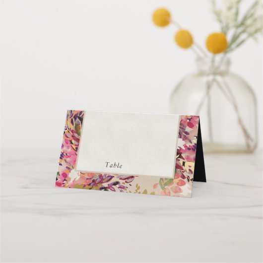 Romantic Bouquet Hot Pink Black Wedding Plaatskaartje (Voorkant)