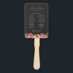 Romantic Bouquet Hot Pink Black Wedding Programme Handwaaier<br><div class="desc">Pas alle tekst,  schaal en beweeg de grafiek aan,  om uw gebeurtenis aan te passen. De achtergrondkleuren zijn ook editable.</div>