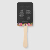 Romantic Bouquet Hot Pink Black Wedding Programme Handwaaier (Voorkant)