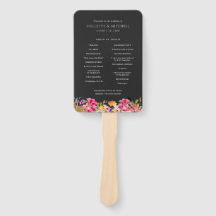 Romantic Bouquet Hot Pink Black Wedding Programme Handwaaier