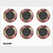 Romantic Bouquet Hot Pink Black Wedding Ronde Sticker (Vel)