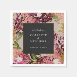 Romantic Bouquet Hot Pink Black Wedding Servet