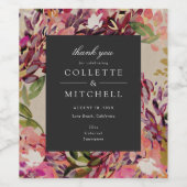 Romantic Bouquet Hot Pink Black Wedding Wijn Etiket (Enkel label)