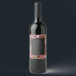 Romantic Bouquet Hot Pink Black Wedding Wijn Etiket<br><div class="desc">Met de hand geschilderd waterverf bloemkolf met originele kunstwerken en nepgoudaccenten. De schaal en de kleur van de rechthoek zijn editable. Alle tekst kan worden bewerkt. Breng desgewenst over op een ander etiket.</div>