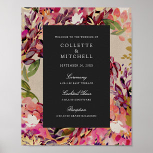 Romantic Bouquet Hot Pink Black Weduwen Welkom Poster