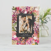 Romantic Bouquet Hot Pink Wedding Save the Date Kaart (Staand voorkant)